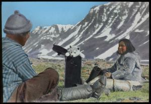 Image: Eskimos [Inughuit] of North Greenland with Dog